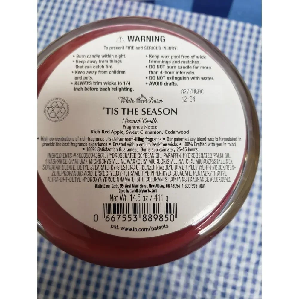 BBW Tis The Season Large 3 Wick Candle Holiday Home Fragrance Decor